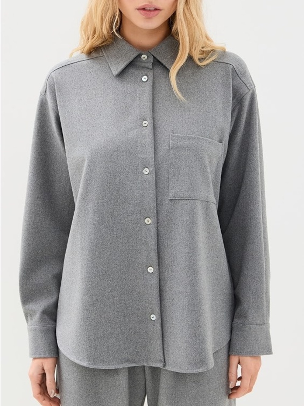 NWT Donni The Flannel Shirt Collar Pocket Button Down Up Jacket Heather Grey - Picture 2 of 8